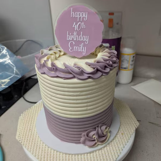 Personalised Acrylic round cake topper for wedding,Engagement, baby shower and Birthday parties