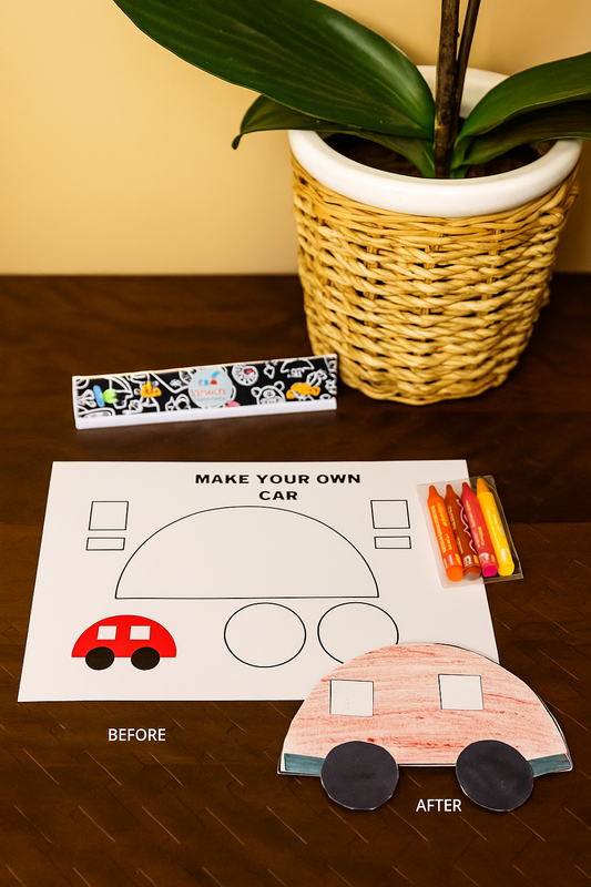 Make Your Own Car Craft Kit - Kids DIY Craft Kit - Colour, Cut & Glue