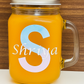 Personalised mason jar with straw and 2 lids - 1 lid with hole and 1 without hole
