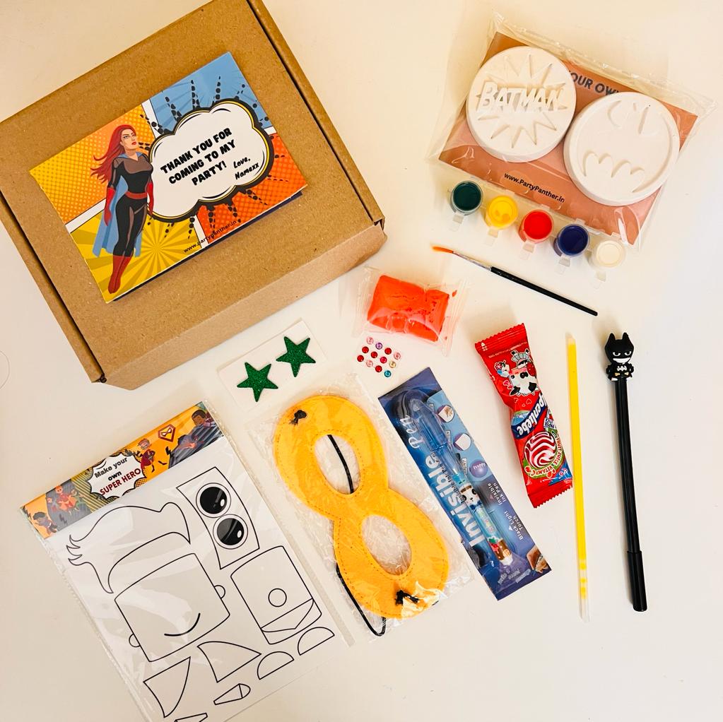 Personalised combo return gifts for kids - Super Hero activity set