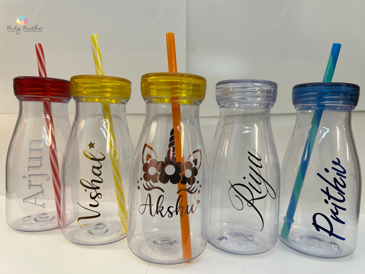 Personalised Milkshake Bottles as a party favor for unique return gifts