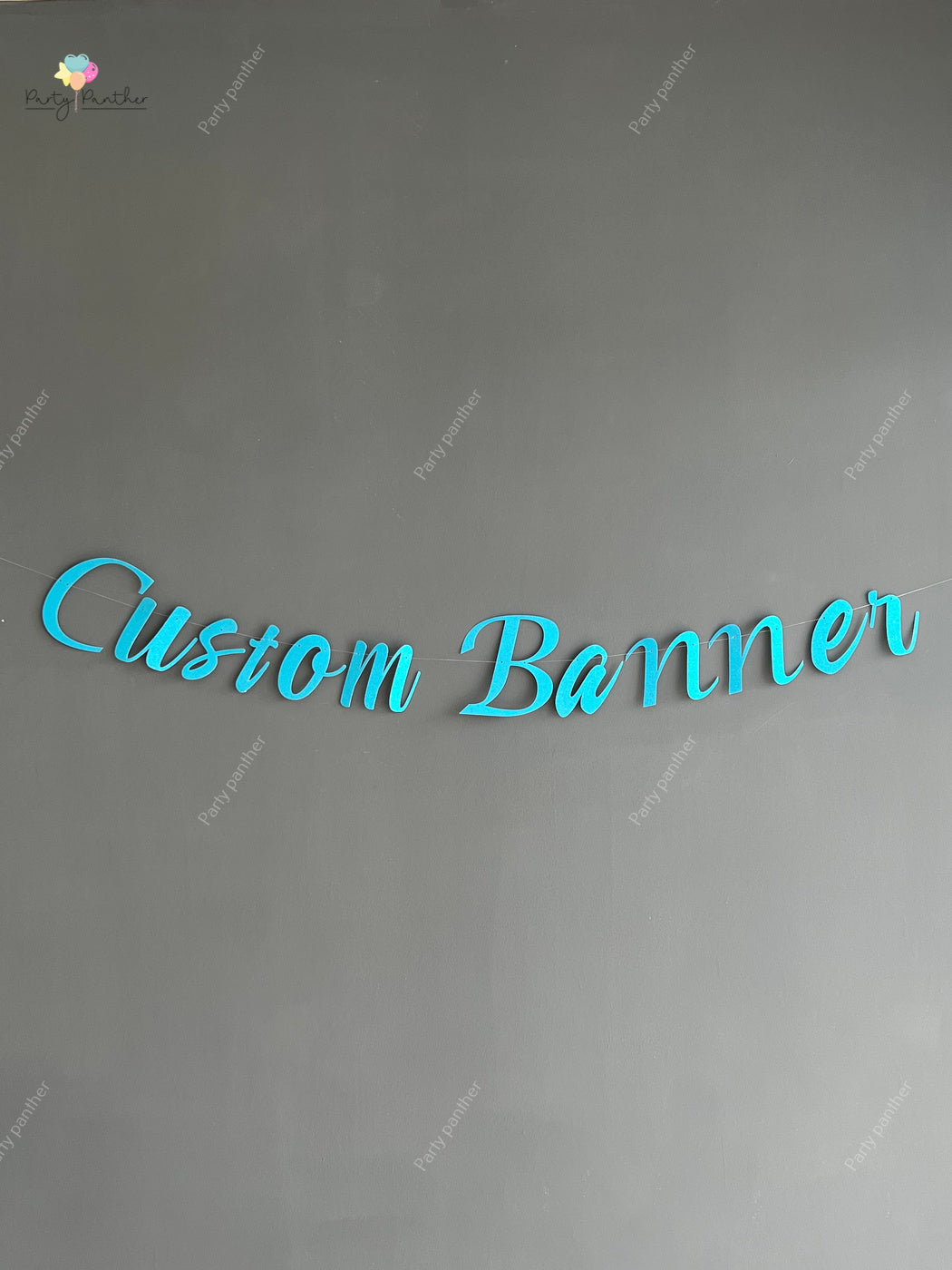 Customised Cursive Blue Glitter Banner - Personalized Handmade party decorations for all occasions