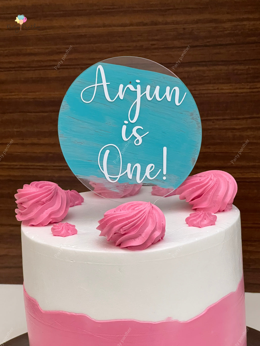 Personalised Acrylic round cake topper for wedding,Engagement, baby sh –  Party Panther