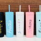 Personalized Tumbler with Same Lid and Straw,500ml - Pastel Skinny Tumblers, Unique return  gift