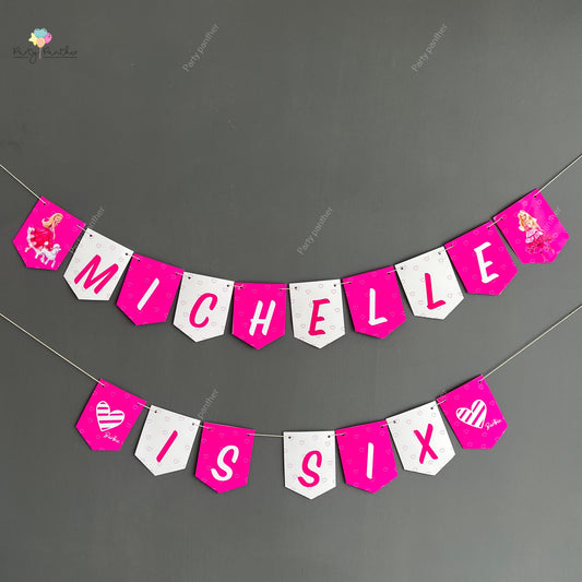 Personalised Barbie Theme, Let's Go Party Décor - Personalised with any text or Number Custom Banner