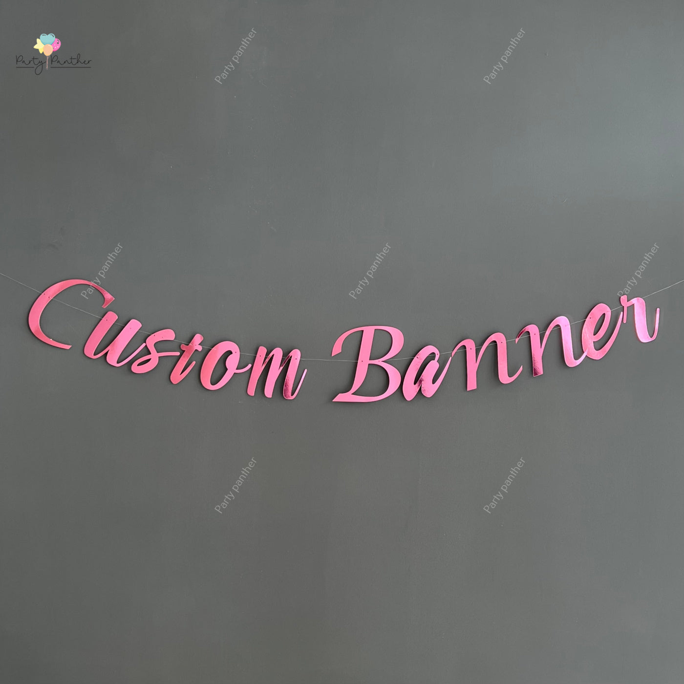 Customised Cursive Metallic Pink Banner - Personalized Handmade party decorations for all occasions