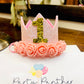 Pink Floral First Birthday Crown, Birthday crown, crown, party hat, 1st birthday crown, cake smash props, pink birthday crown, girls birthday crown