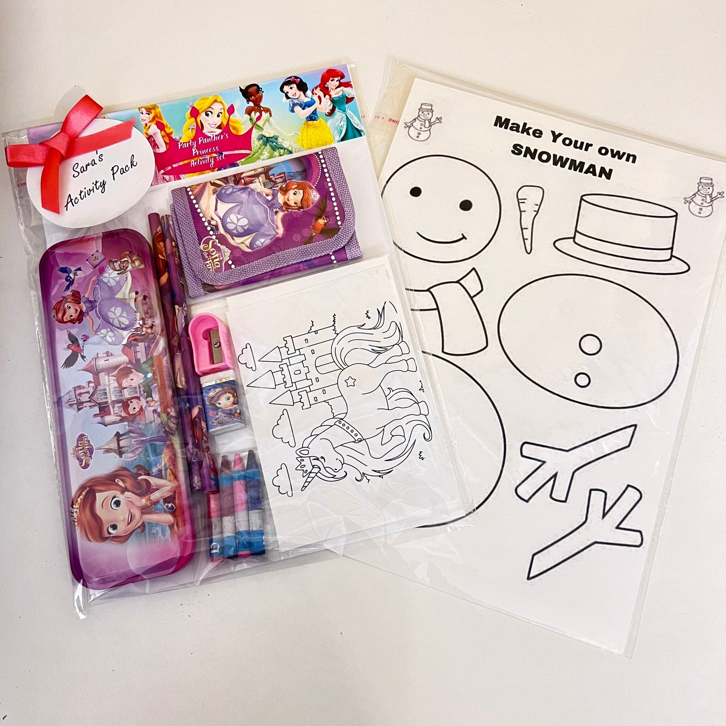 Princess inspired Activity pack Personalised - Children's Activity Pack Pre-Filled Party Bag
