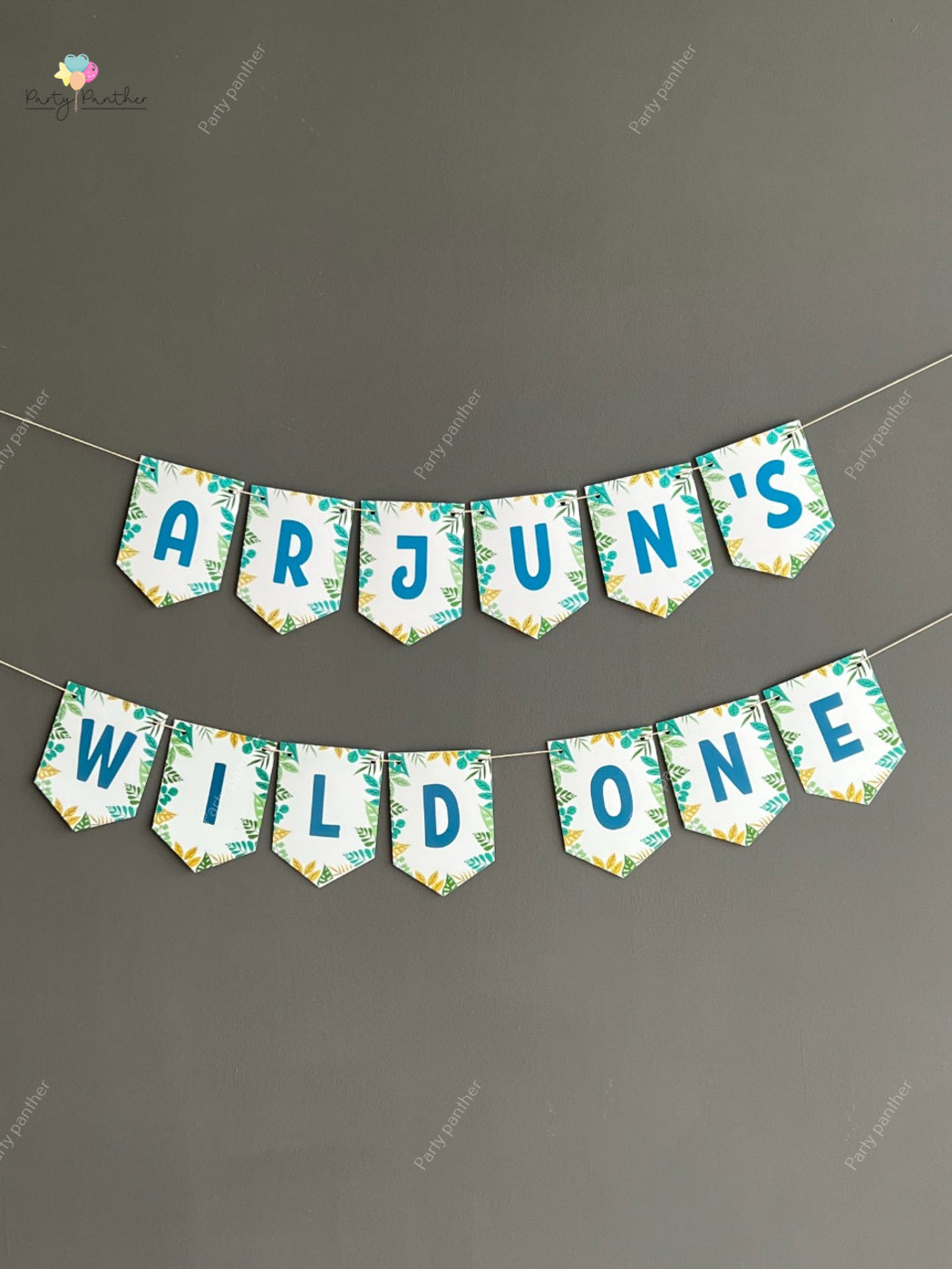 Personalised Wild One Birthday, Safari, Jungle Theme Banner - Personalised with any text or Number Custom Banner